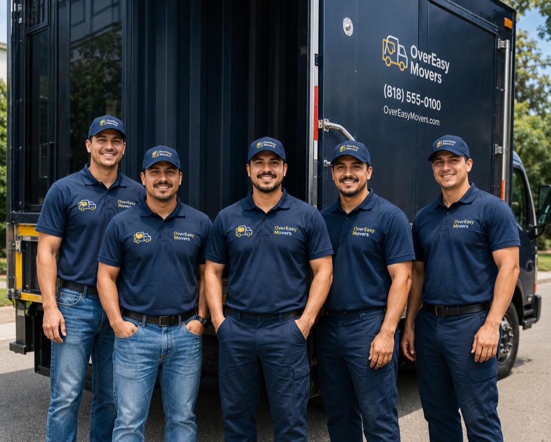 The OverEasy Movers team in front of their truck